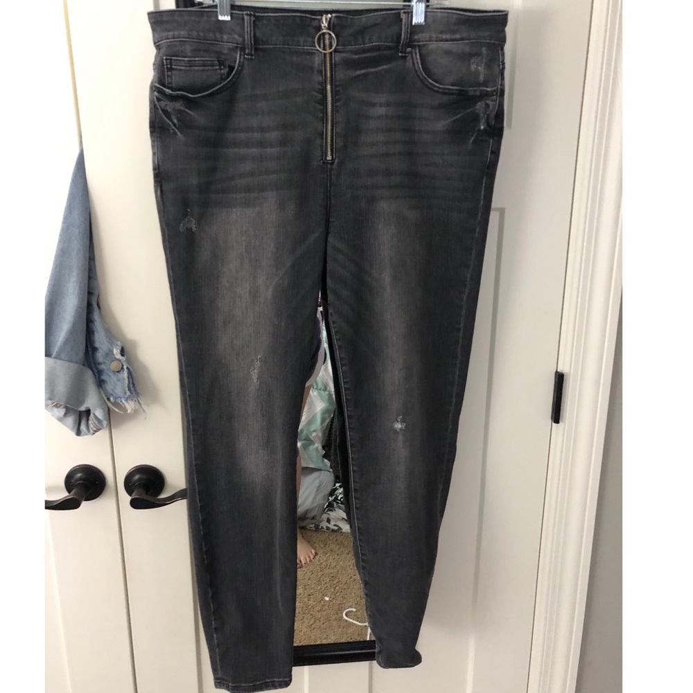 GRAY HIGH WAISTED SKINNY JEANS 18 forever21
